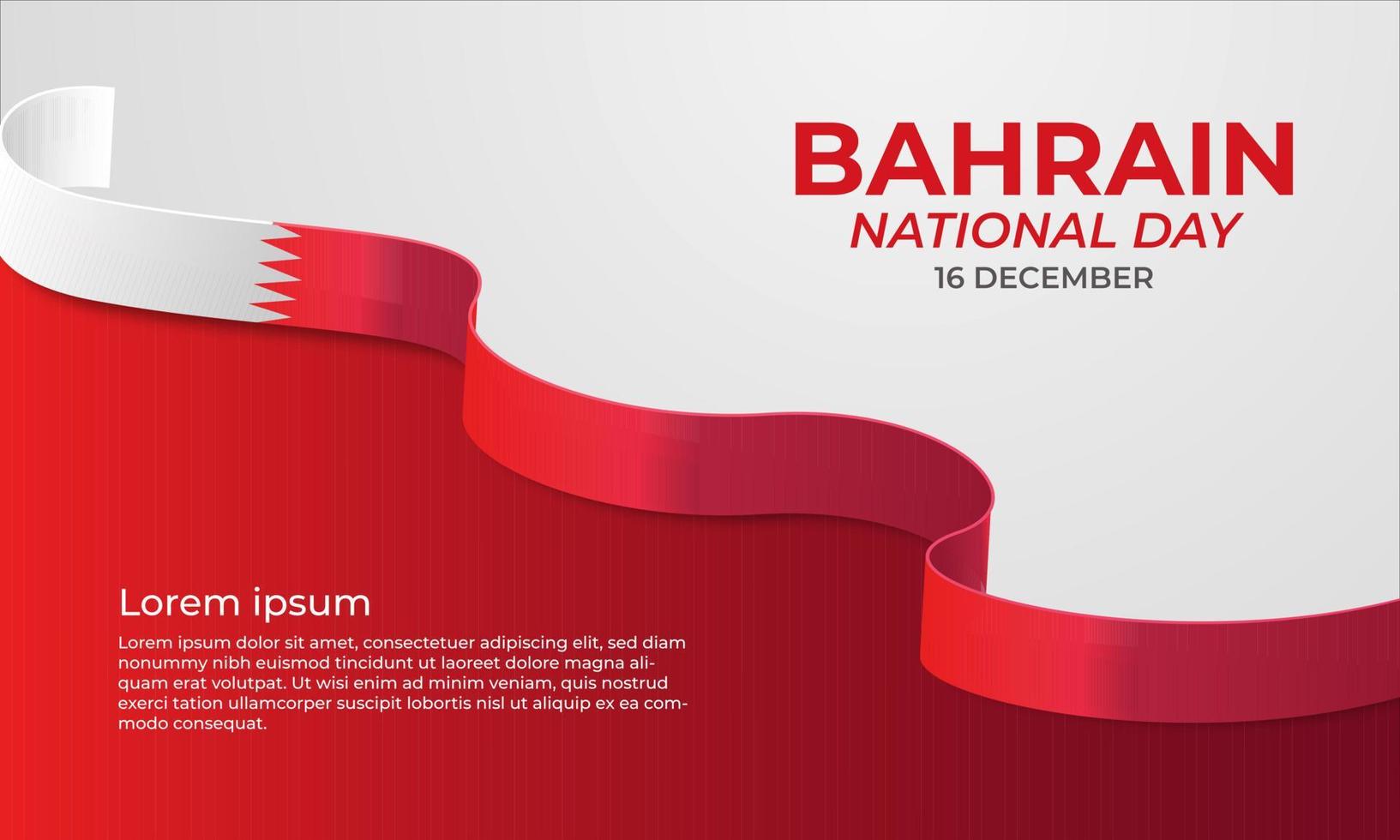 Bahrain national day celebration banner template with ribbon vector