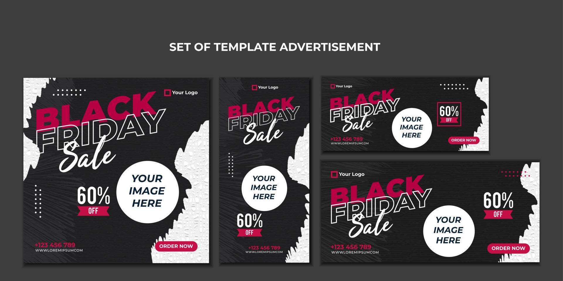 set of template advertisement for black friday vector