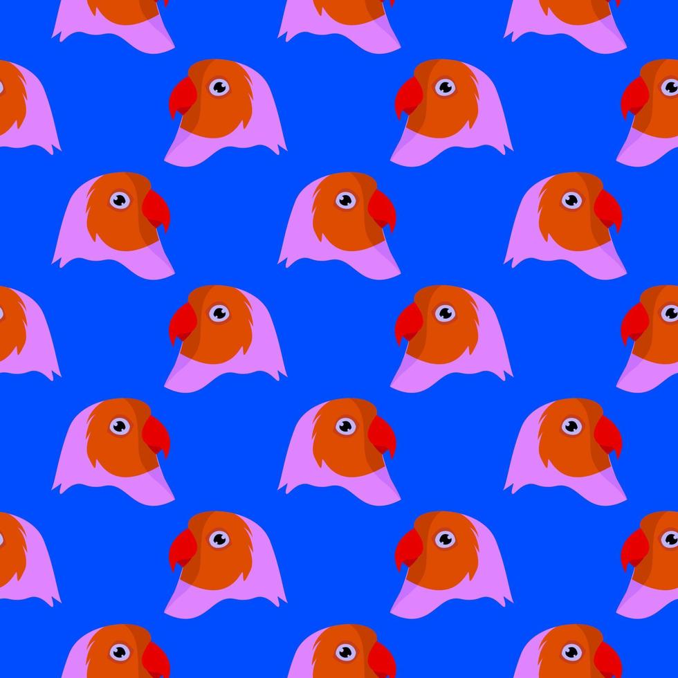 Red bird head, seamless pattern on dark blue background. vector