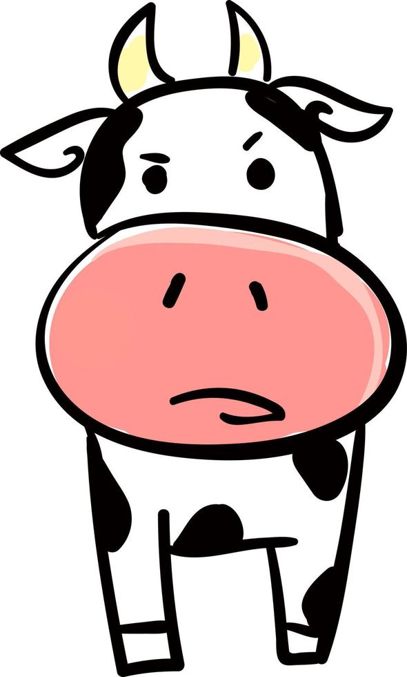 Angry cow, illustration, vector on white background.