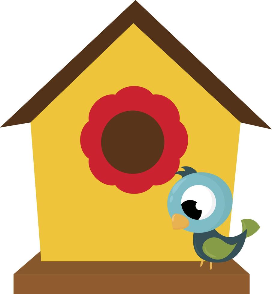 Bird house, illustration, vector on white background.