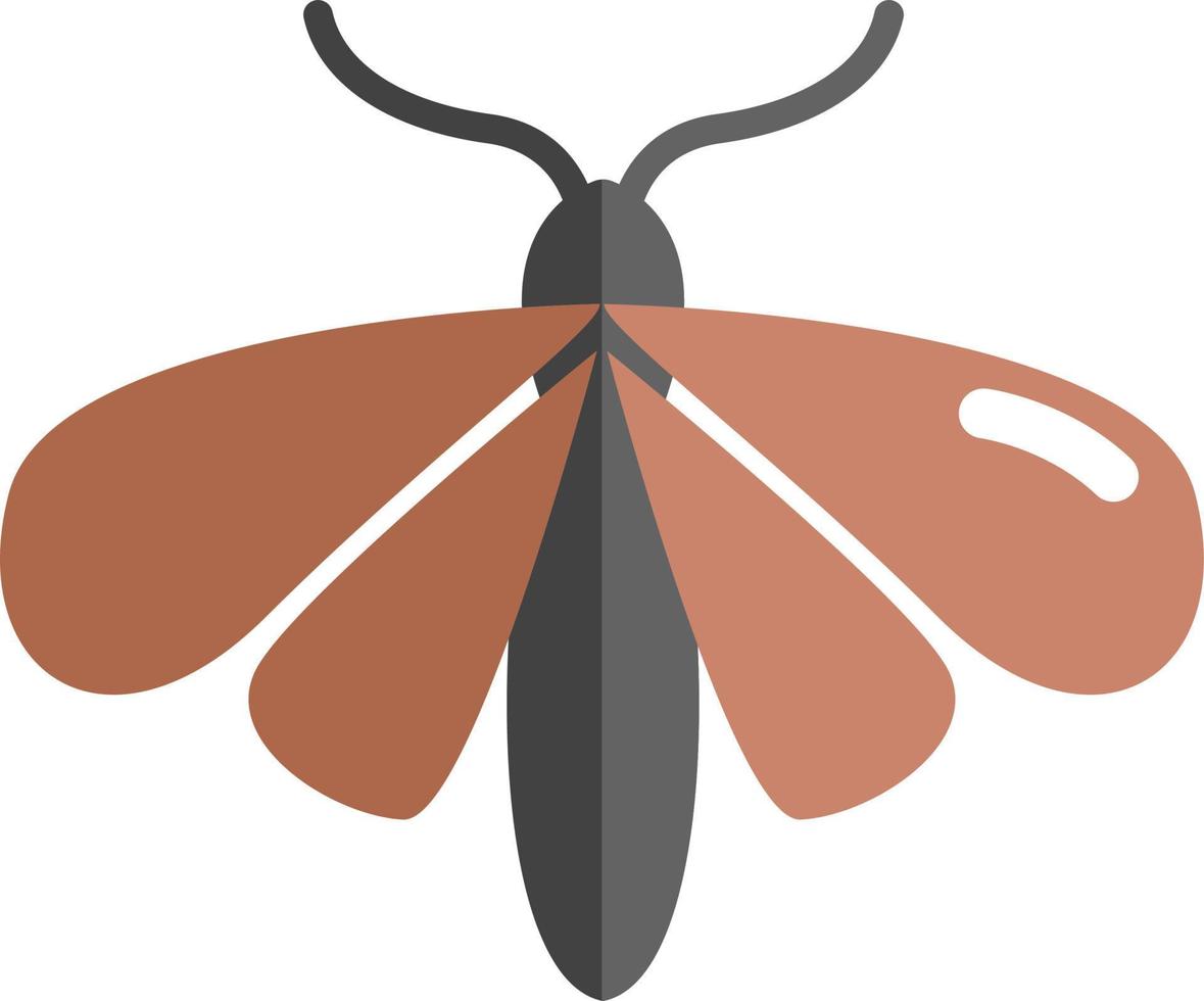Brown moth, icon illustration, vector on white background
