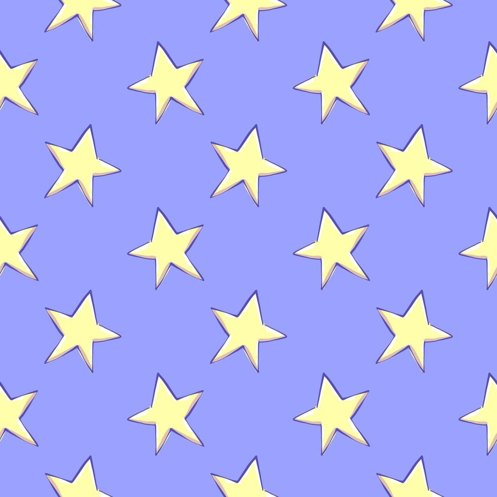 Yellow stars , seamless pattern on a purple background. vector