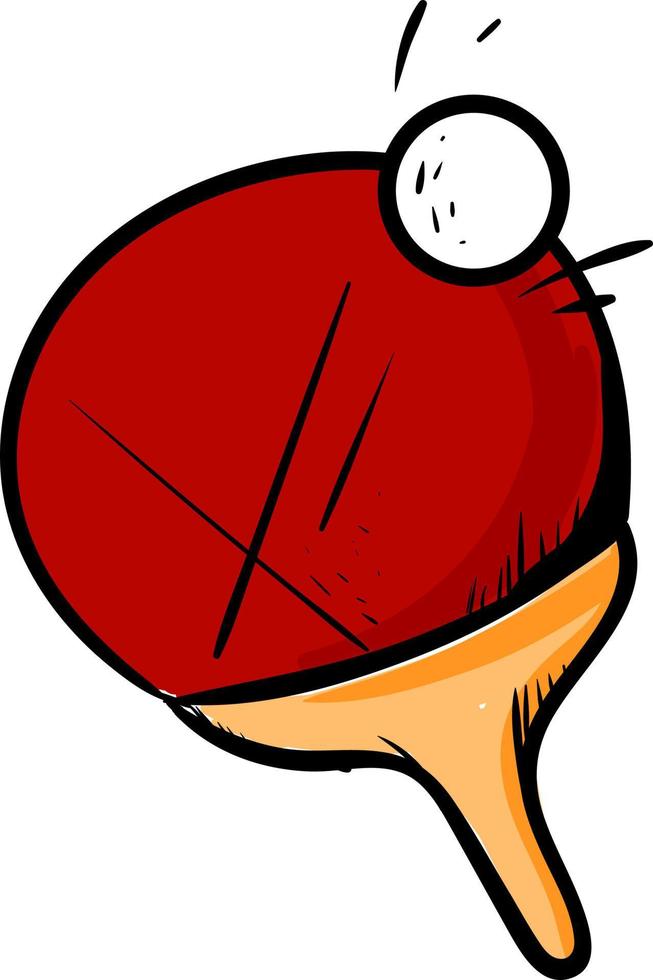 Raqueta de ping pong rojo, ilustración, vector sobre fondo blanco