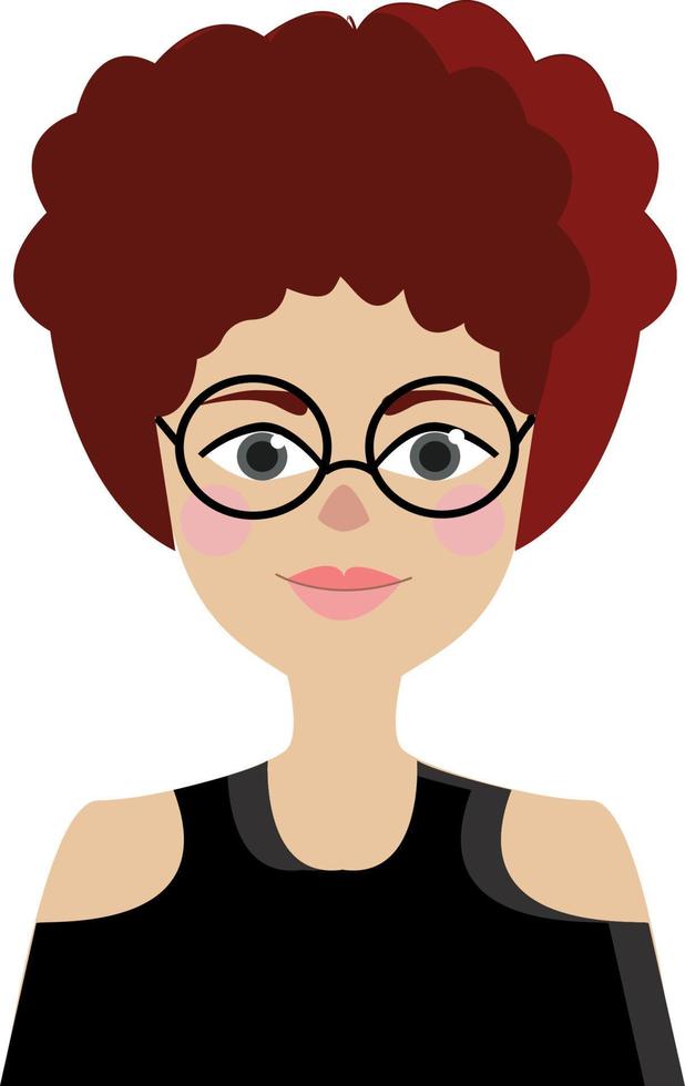 A girl with a curly red hair, vector or color illustration.