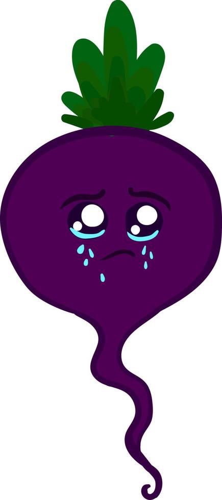 Cute crying beet, illustration, vector on white background.