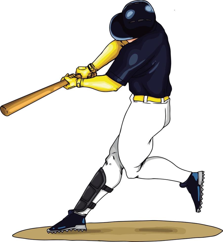 El jugador de béisbol gira el bate, ilustración, vector sobre fondo blanco.