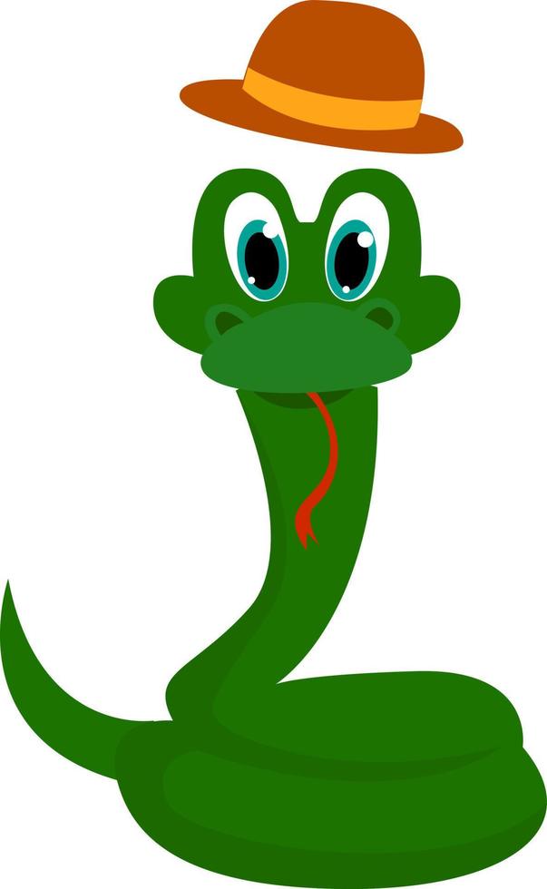 Green snake, illustration, vector on white background.
