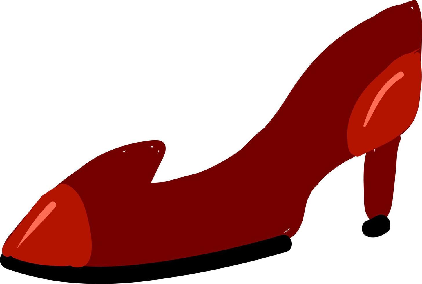 Red woman shoe, illustration, vector on white background.