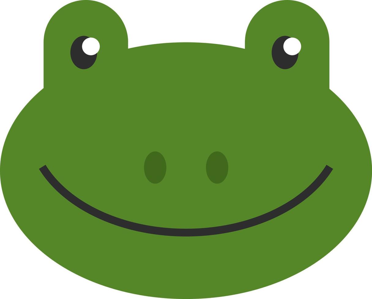 Green frog head, illustration, vector on a white background.