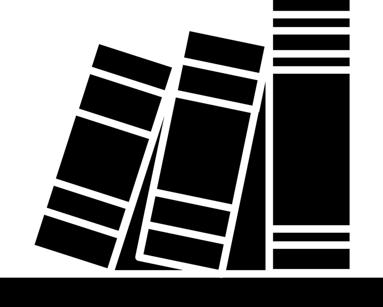 Three black books on the shelf, illustration, vector on white background.
