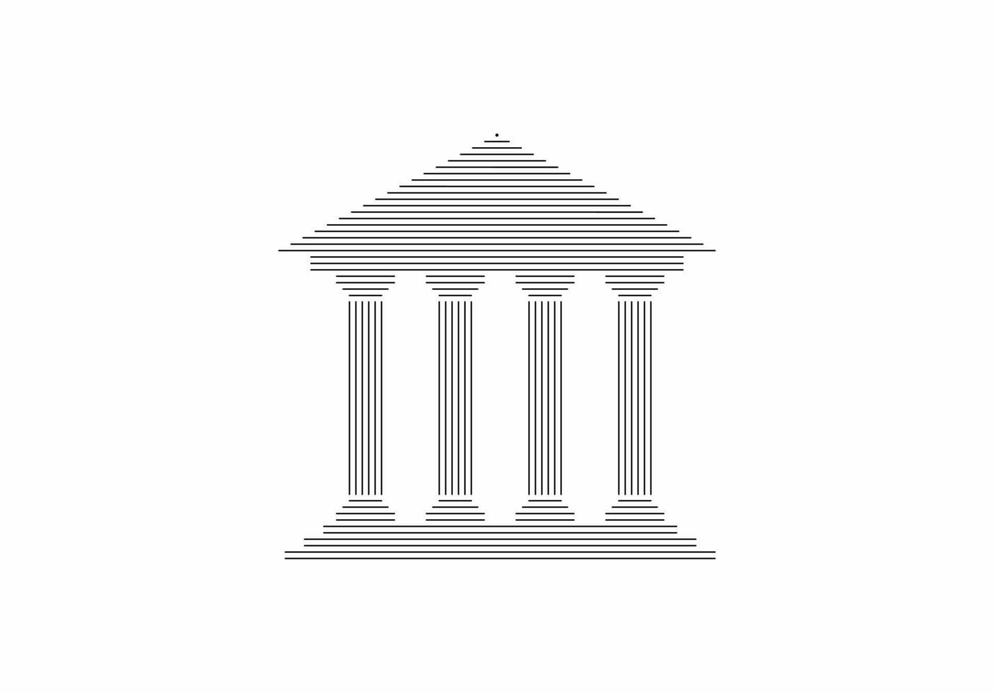 Bank or University icon. Historic building with columns. Vector isolated on white