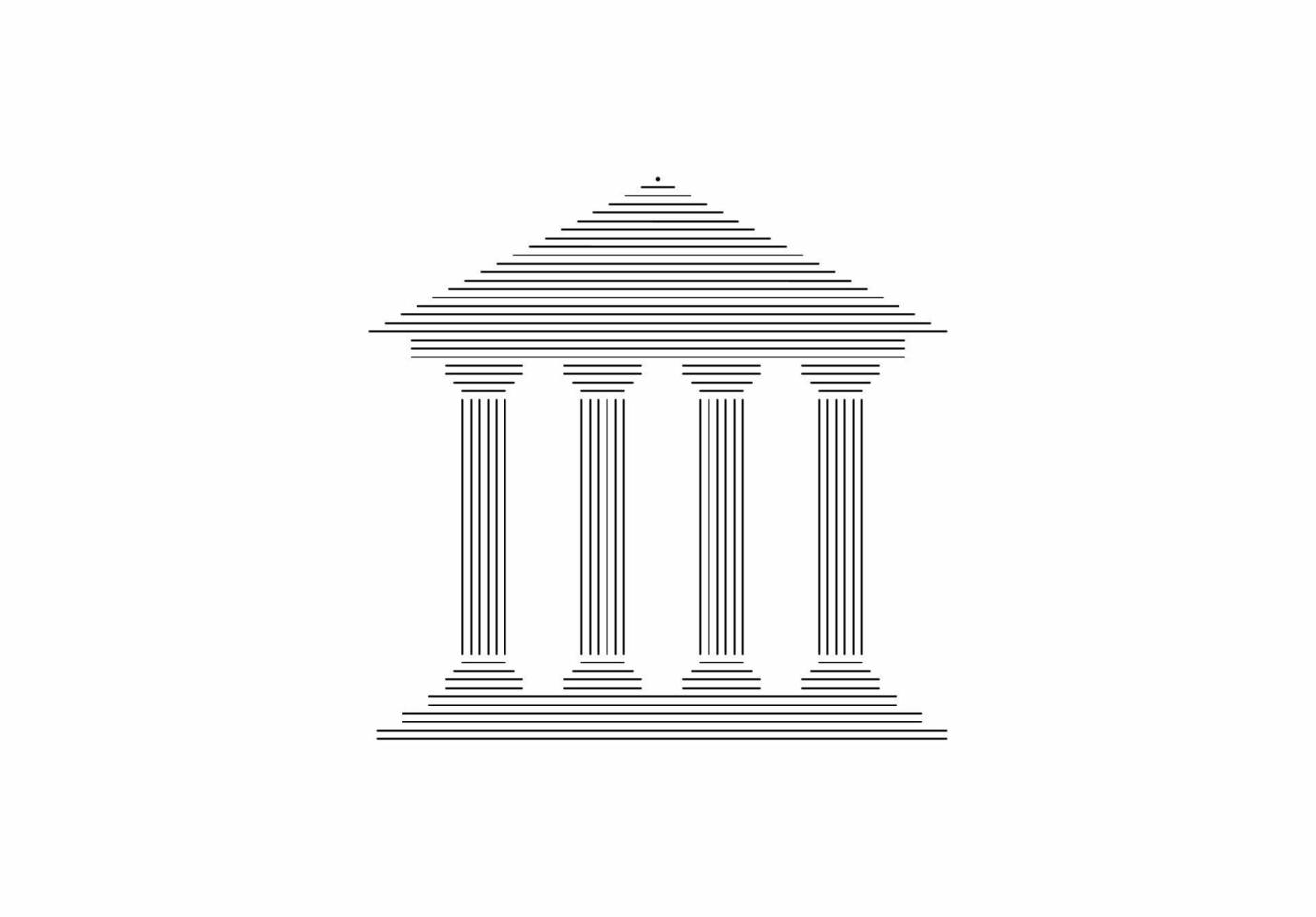 icono de banco o universidad. edificio histórico con columnas. vector aislado en blanco