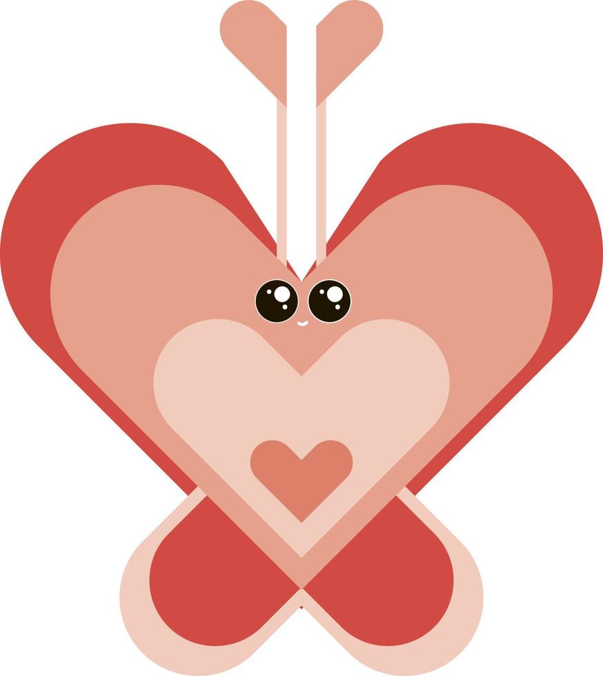 Heart butterfly, illustration, vector on white background.