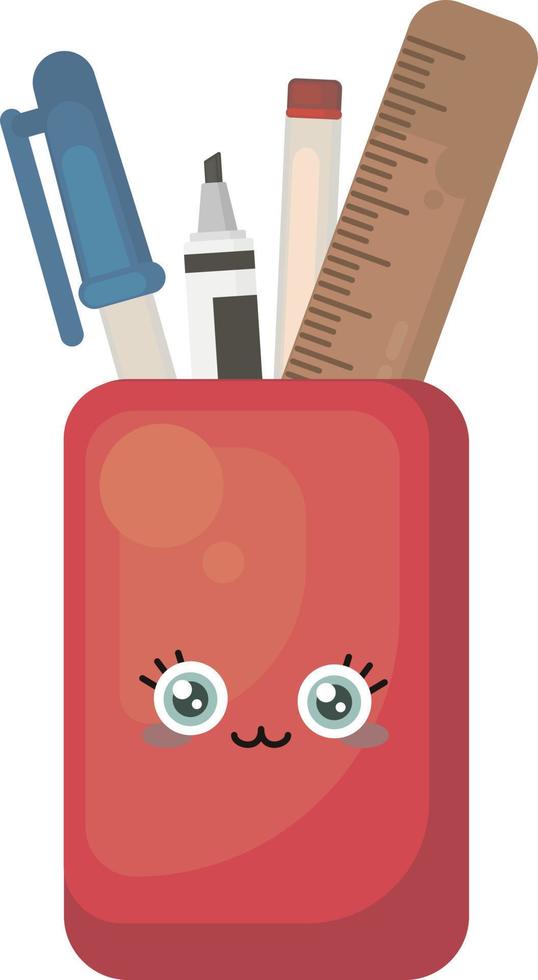 Pen box, illustration, vector on white background
