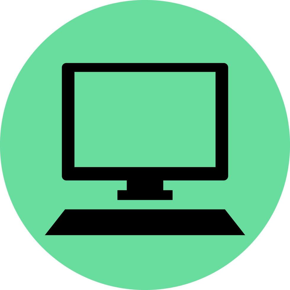 Black computer, illustration, vector on white background.