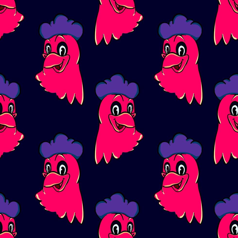 Chicken head pattern, illustration, vector on white background