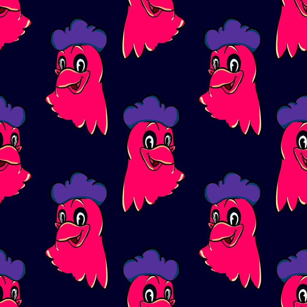 Chicken head pattern, illustration, vector on white background