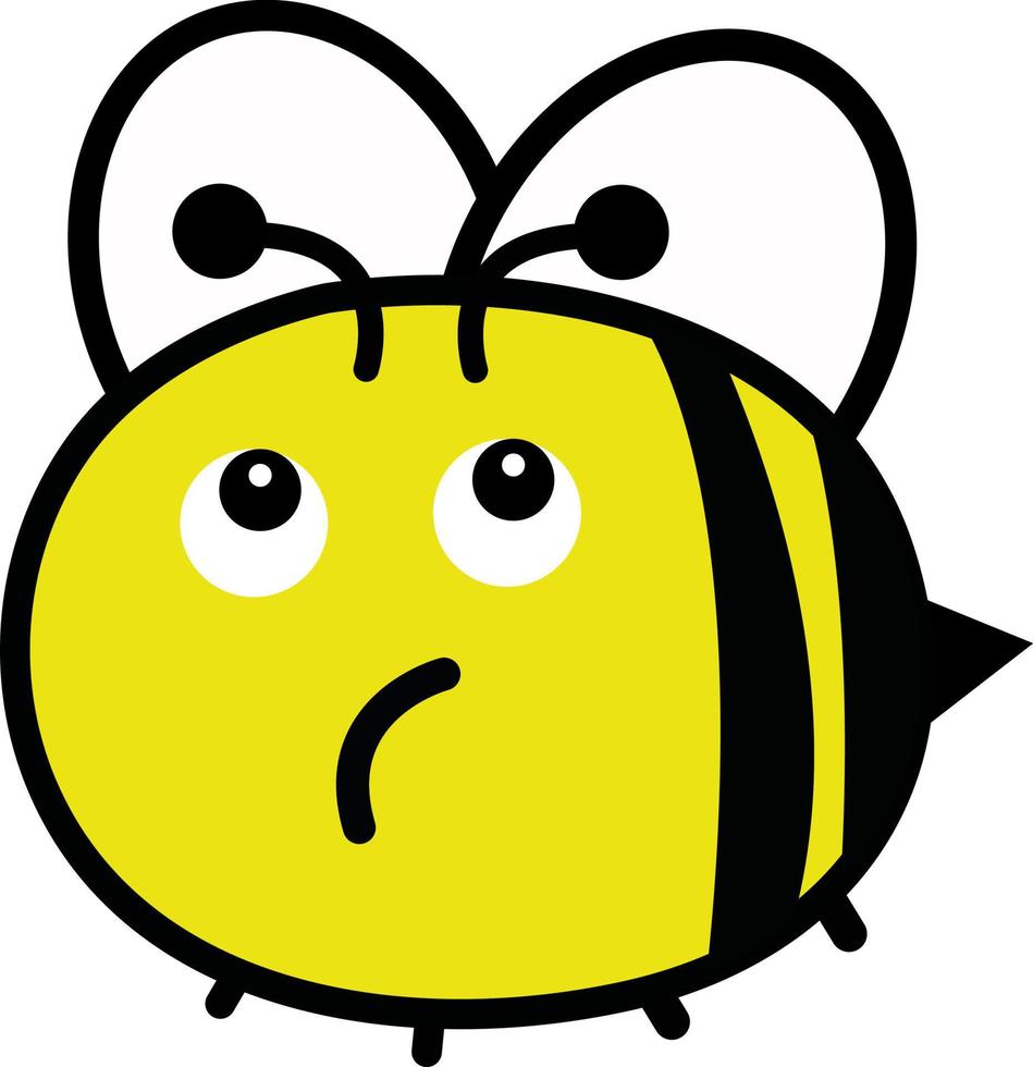 Unhappy bee, illustration, vector on a white background.