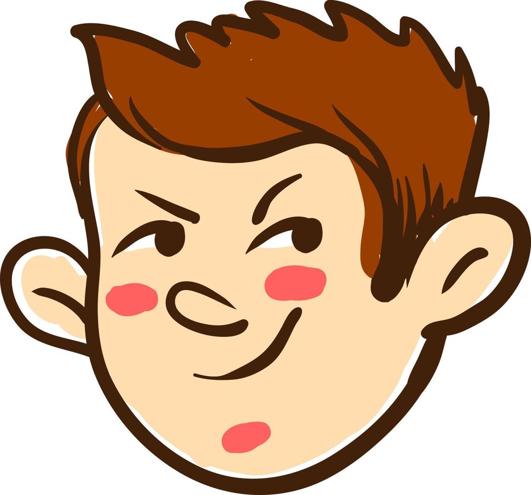 Evil smile boy, illustration, vector on white background.