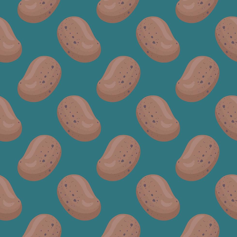 Small potato , seamless pattern on a blue background. vector