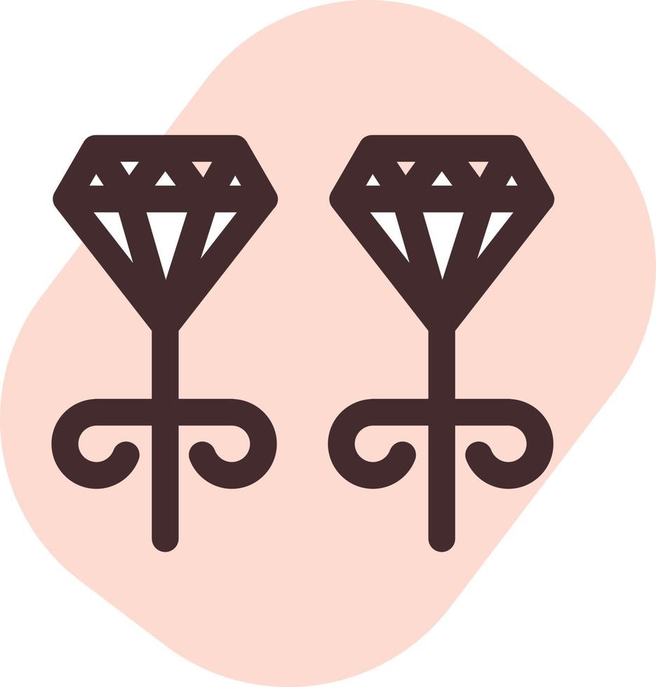 Diamond earrings, illustration, vector on a white background.