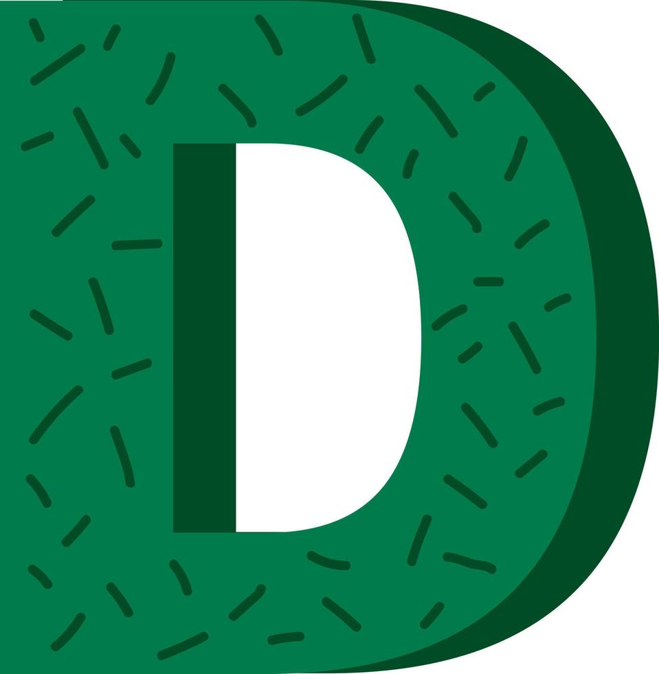 Letter D, illustration, vector on white background.