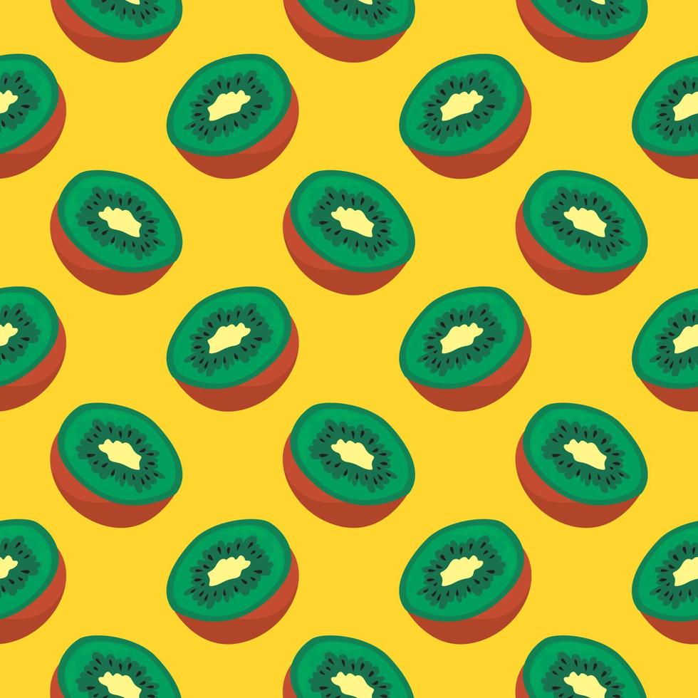 Kiwi the fruit ,seamless pattern on yellow background. vector