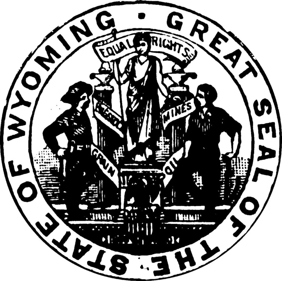 Seal of the state of Wyoming, 1913, vintage illustration vector