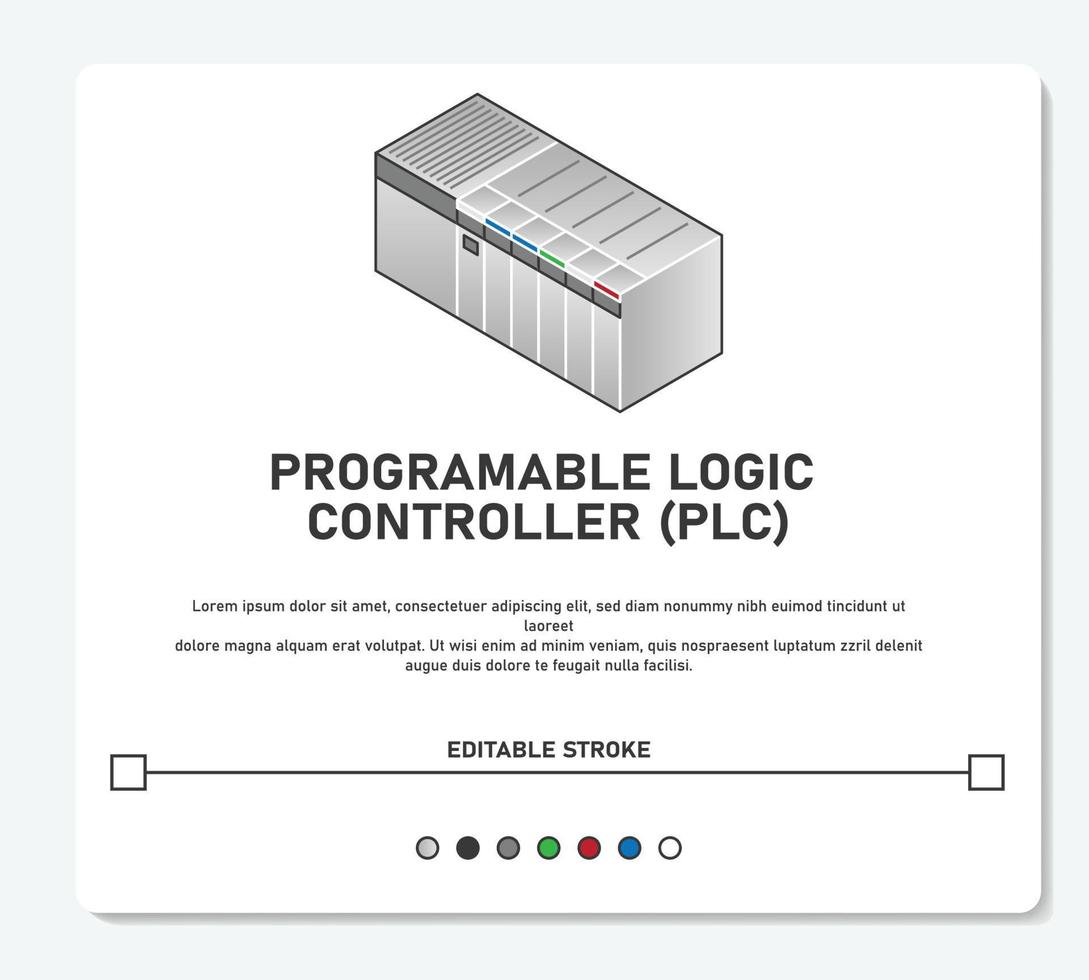 controlador lógico programable plc industrial con trazo editable de vector simple de entrada y salida