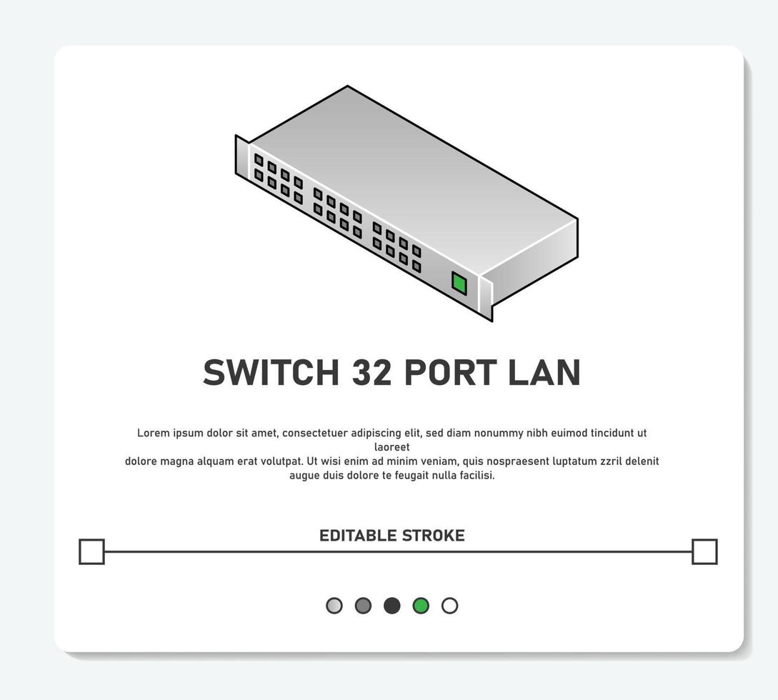 Industrial Manage Switch HUB Network Device Vector Flat Design