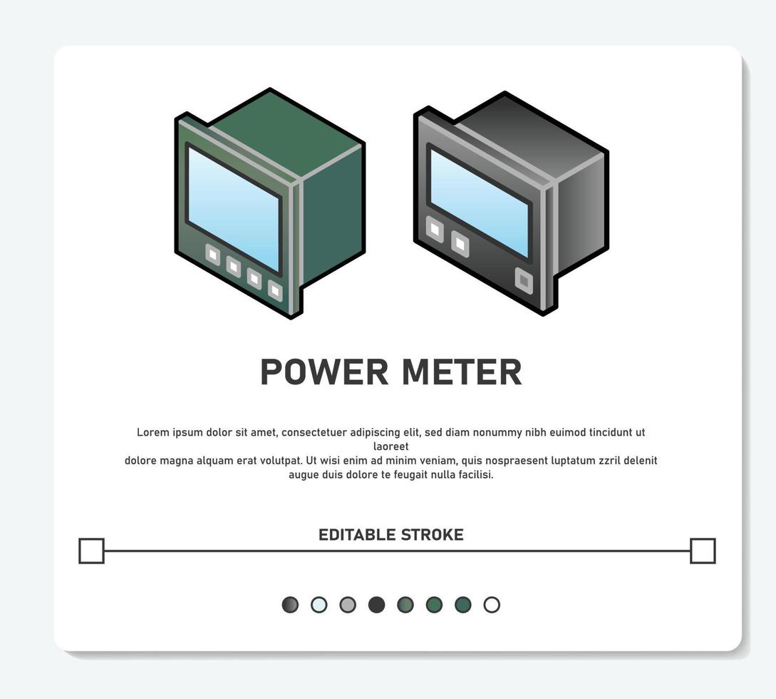 medidor de potencia de energía trifásica monitoreo de alimentador de rama trazo editable de vector simple