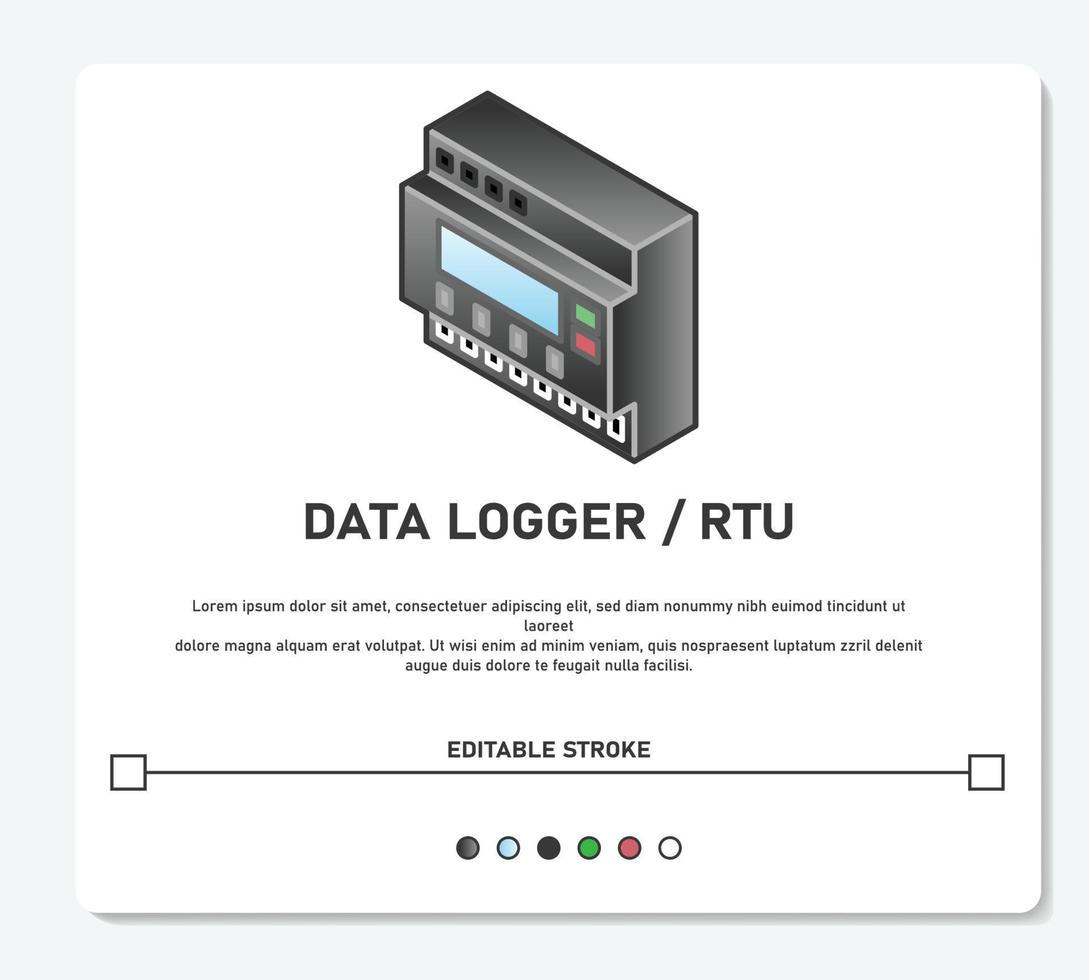 registrador de datos de conversación de registro de flujo de onda rtu trazo editable de vector simple