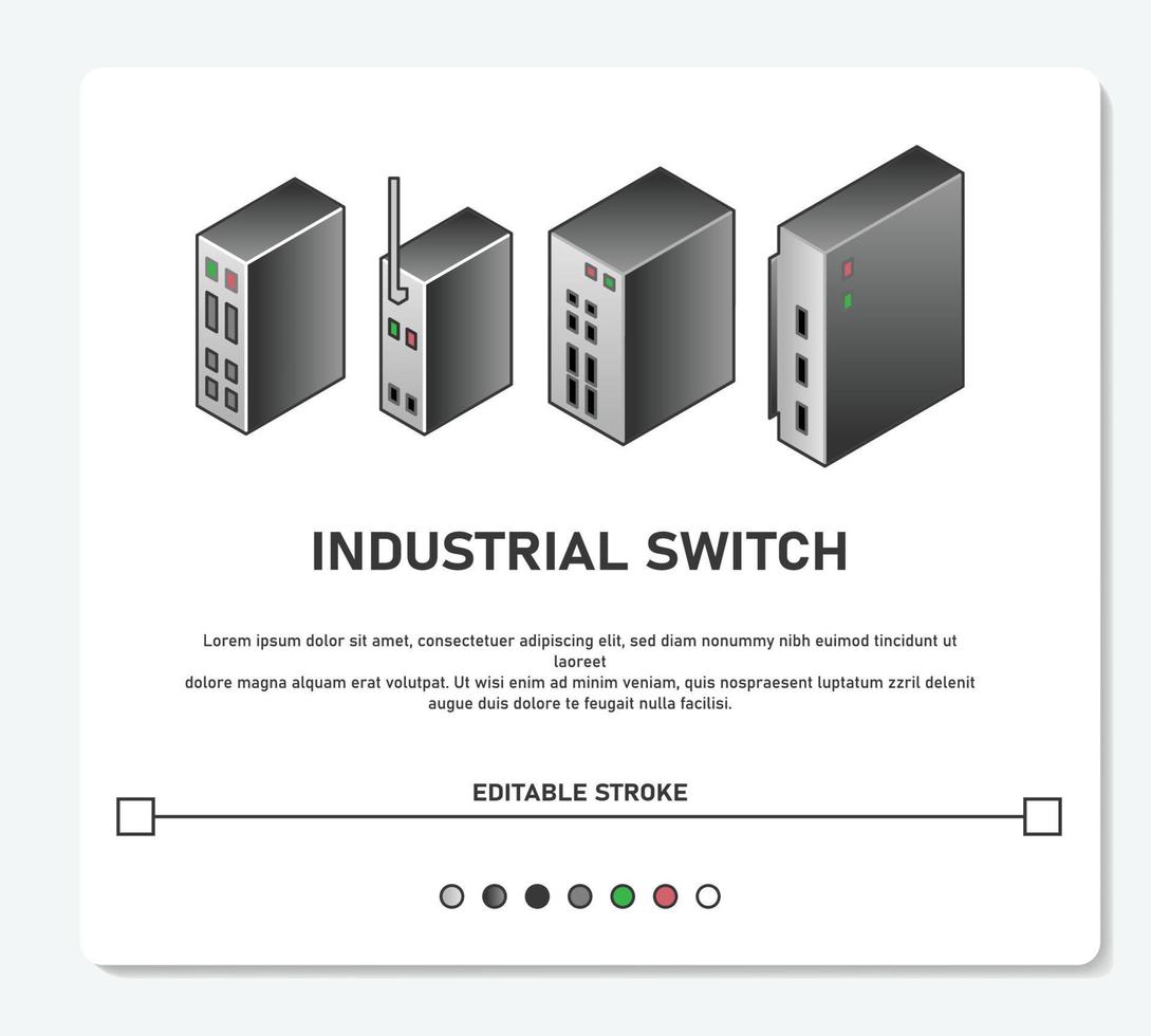 diseño plano de vector de dispositivo de red de conmutador de gestión industrial