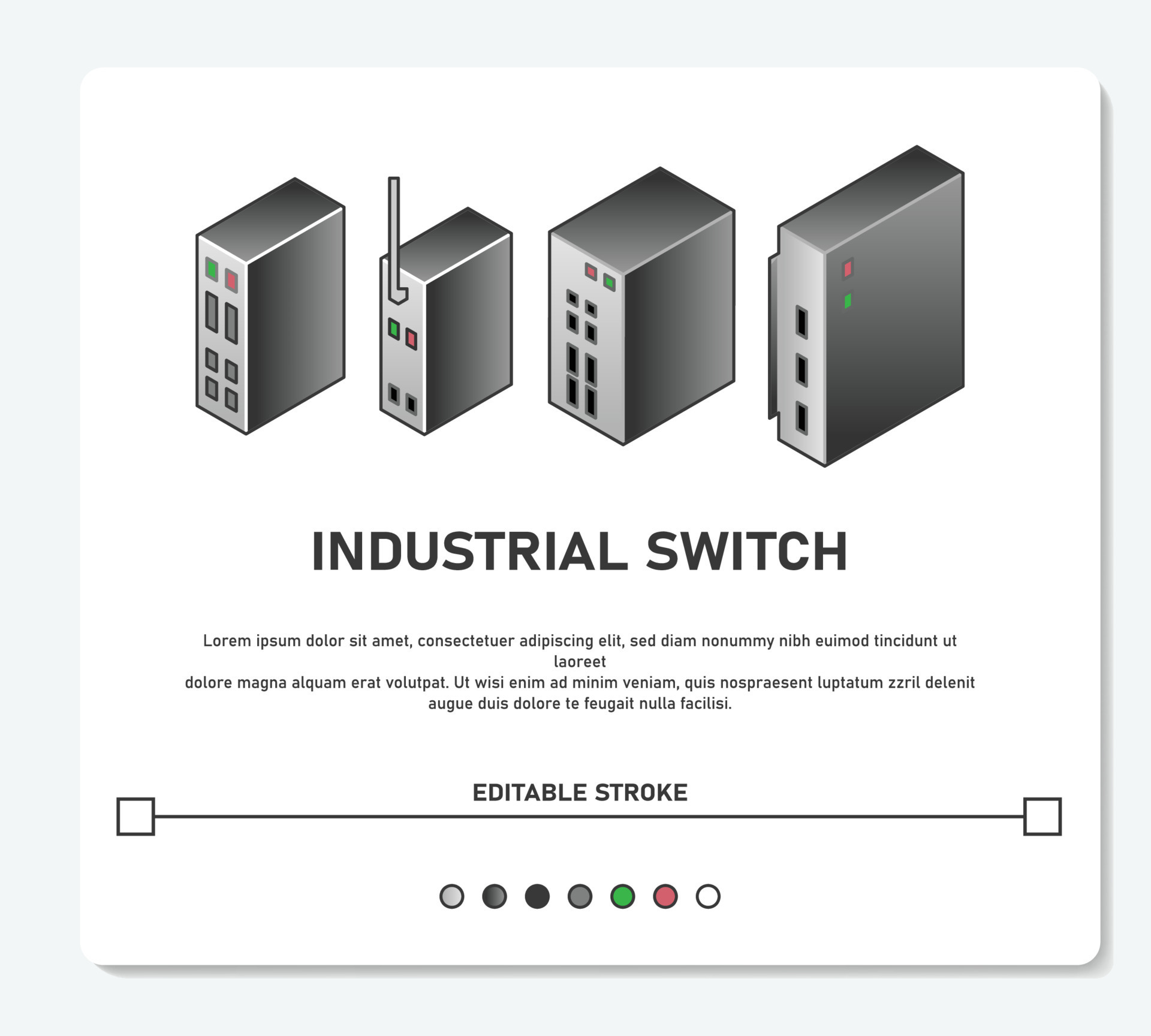 Industrial Manage Switch HUB Network Device Vector Flat Design 13483234