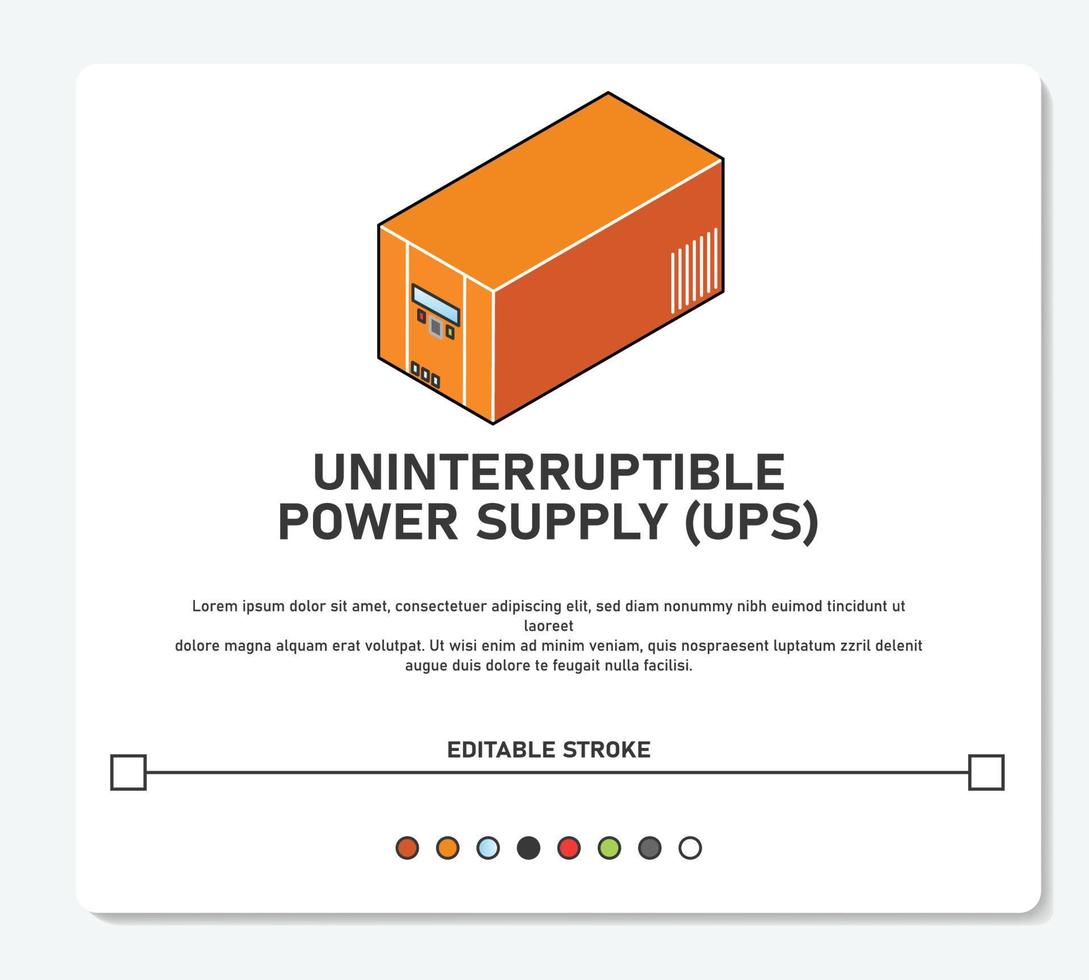 fuente de alimentación ups batería de plomo ácido trazo editable de vector simple