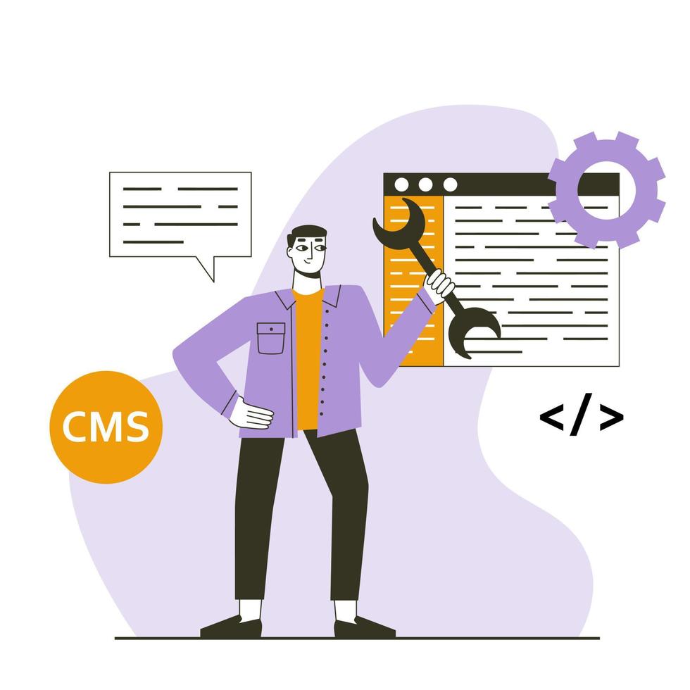 CMS development concept. Content management system concept design. Flat vectot illustration vector