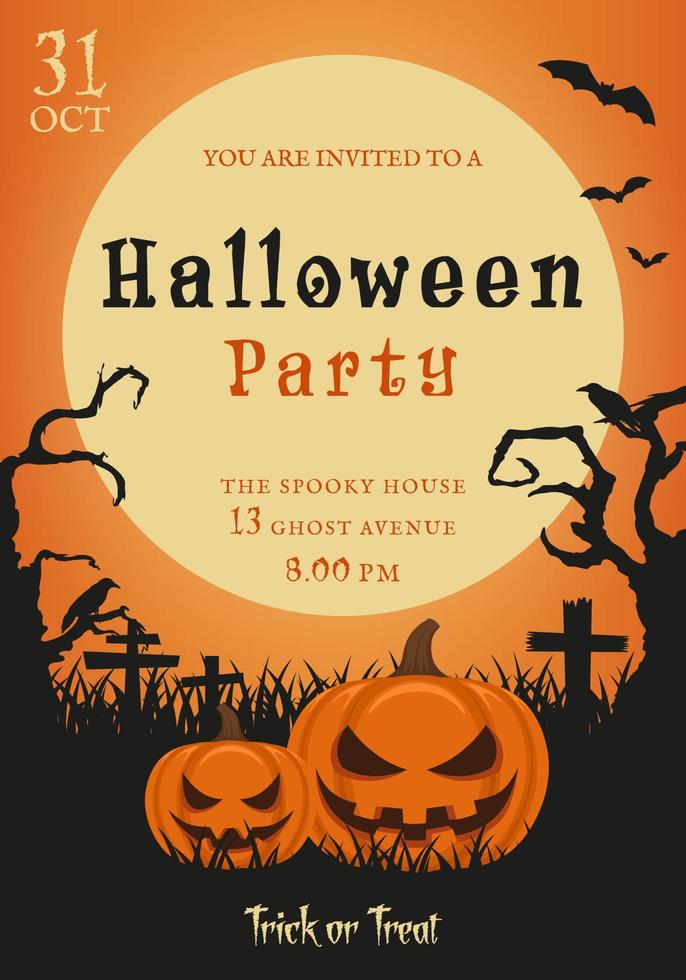 Party invitation with pumpkins. vector