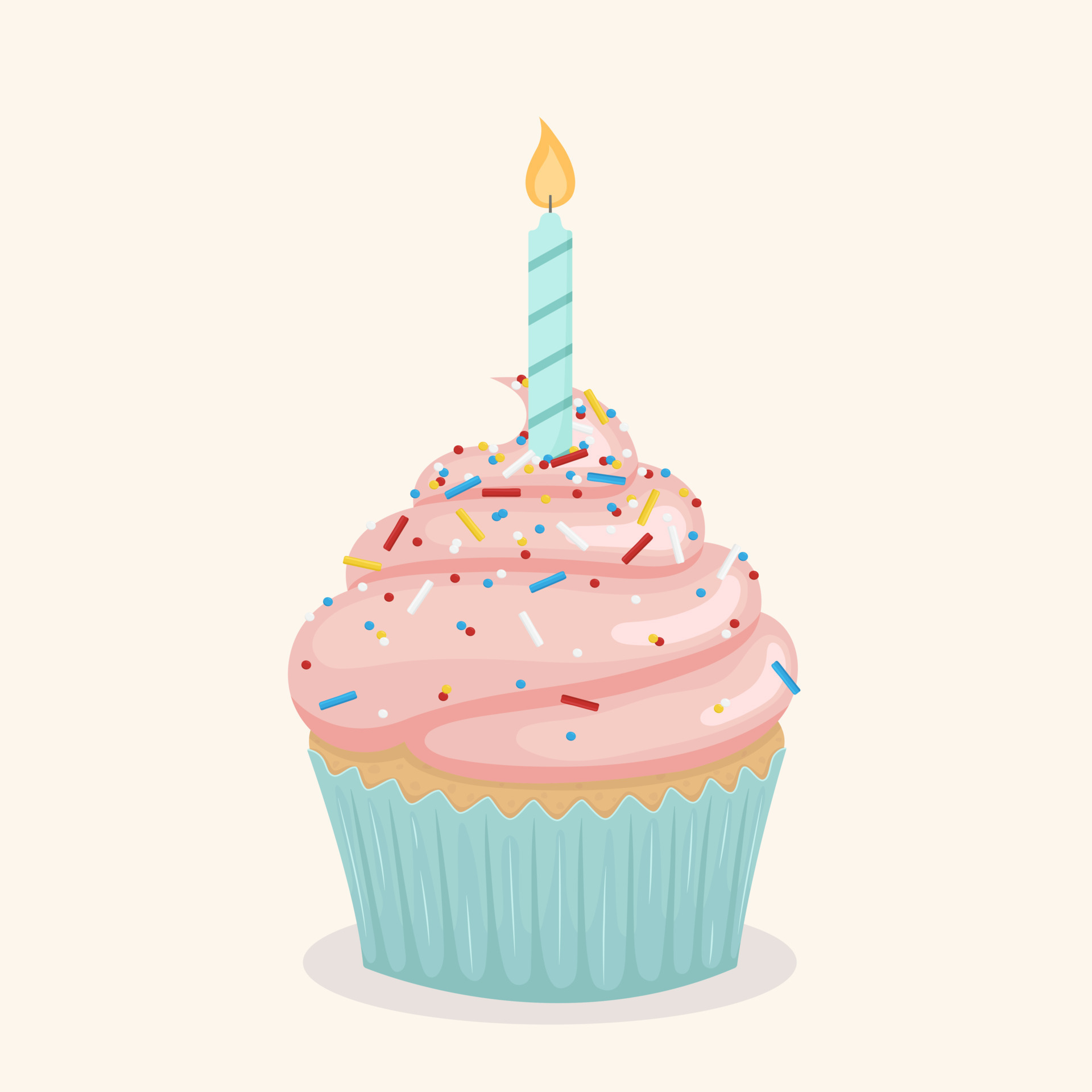 Cupcake with candle. 13483354 Vector Art at Vecteezy