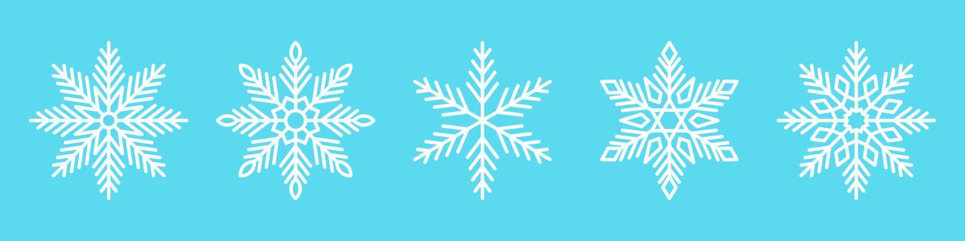 iconos de línea de copos de nieve. vector