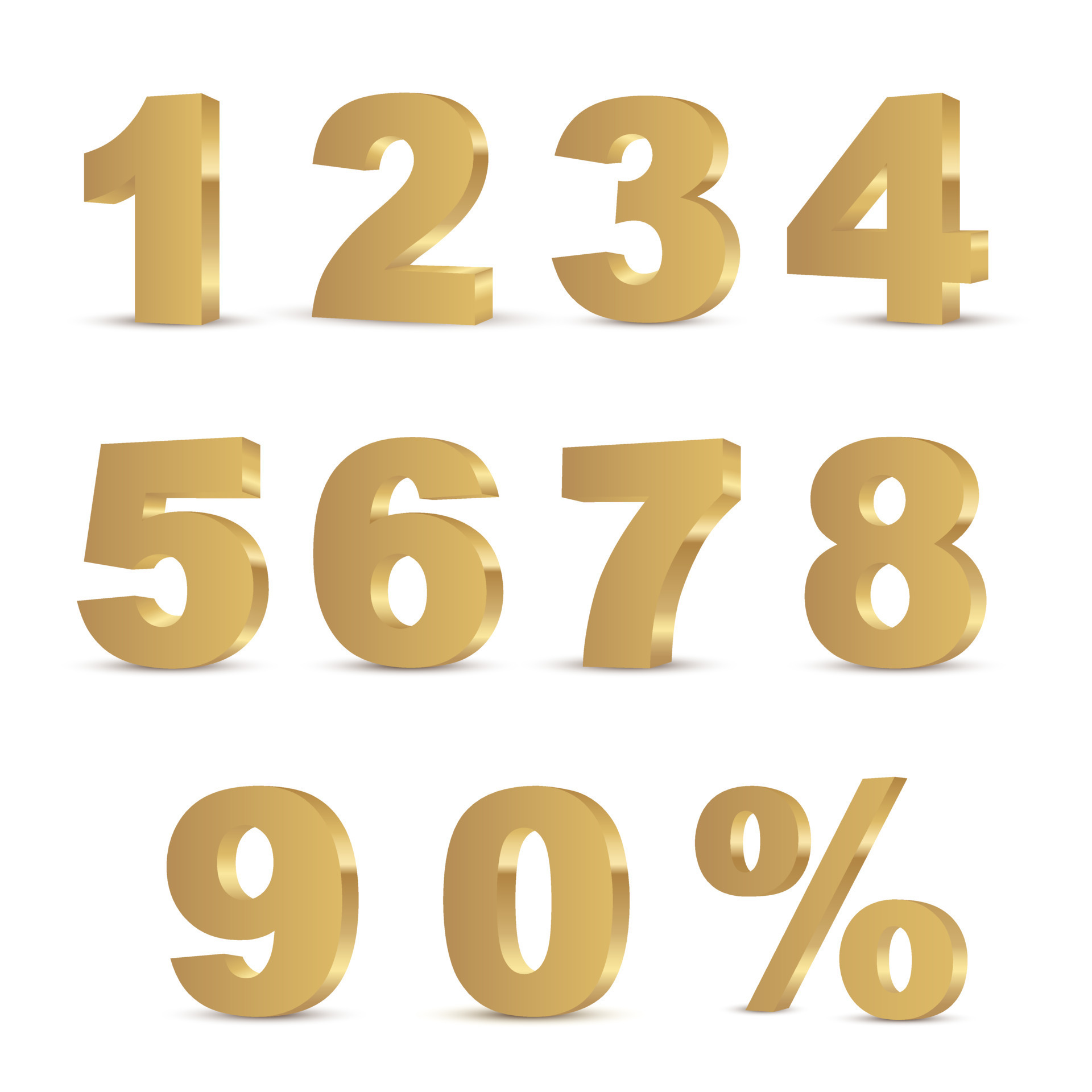 3D golden numbers set. 13483359 Vector Art at Vecteezy