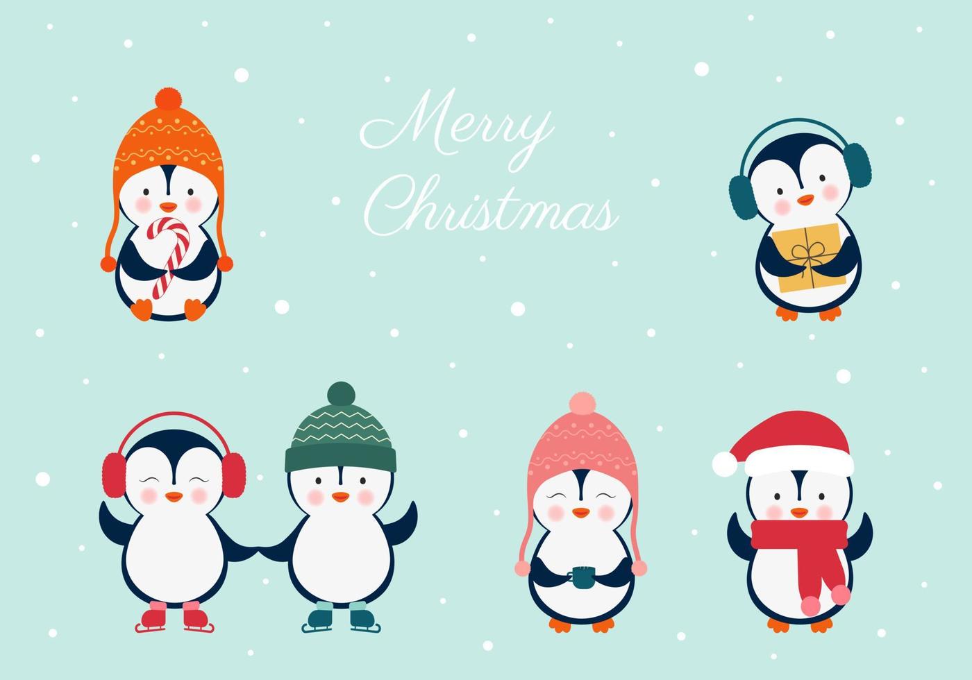 Set of cute penguins. vector