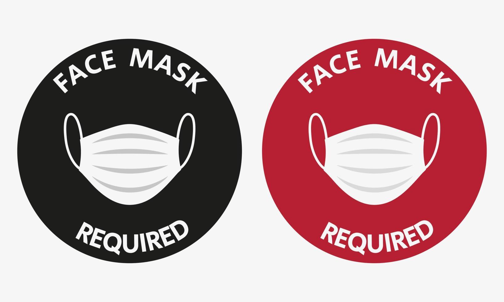Set of face mask required stickers. vector
