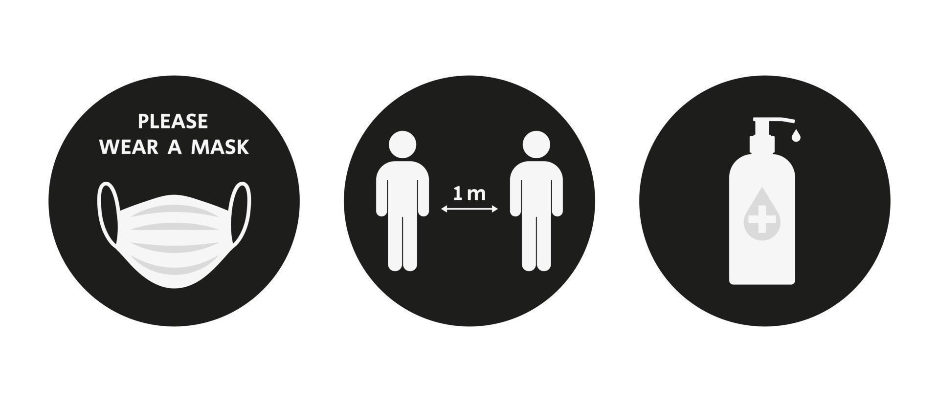 COVID-19 prevention stickers. vector
