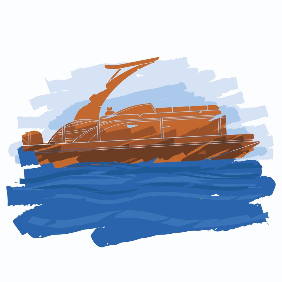 Pontoon Boat Brush Strokes vector