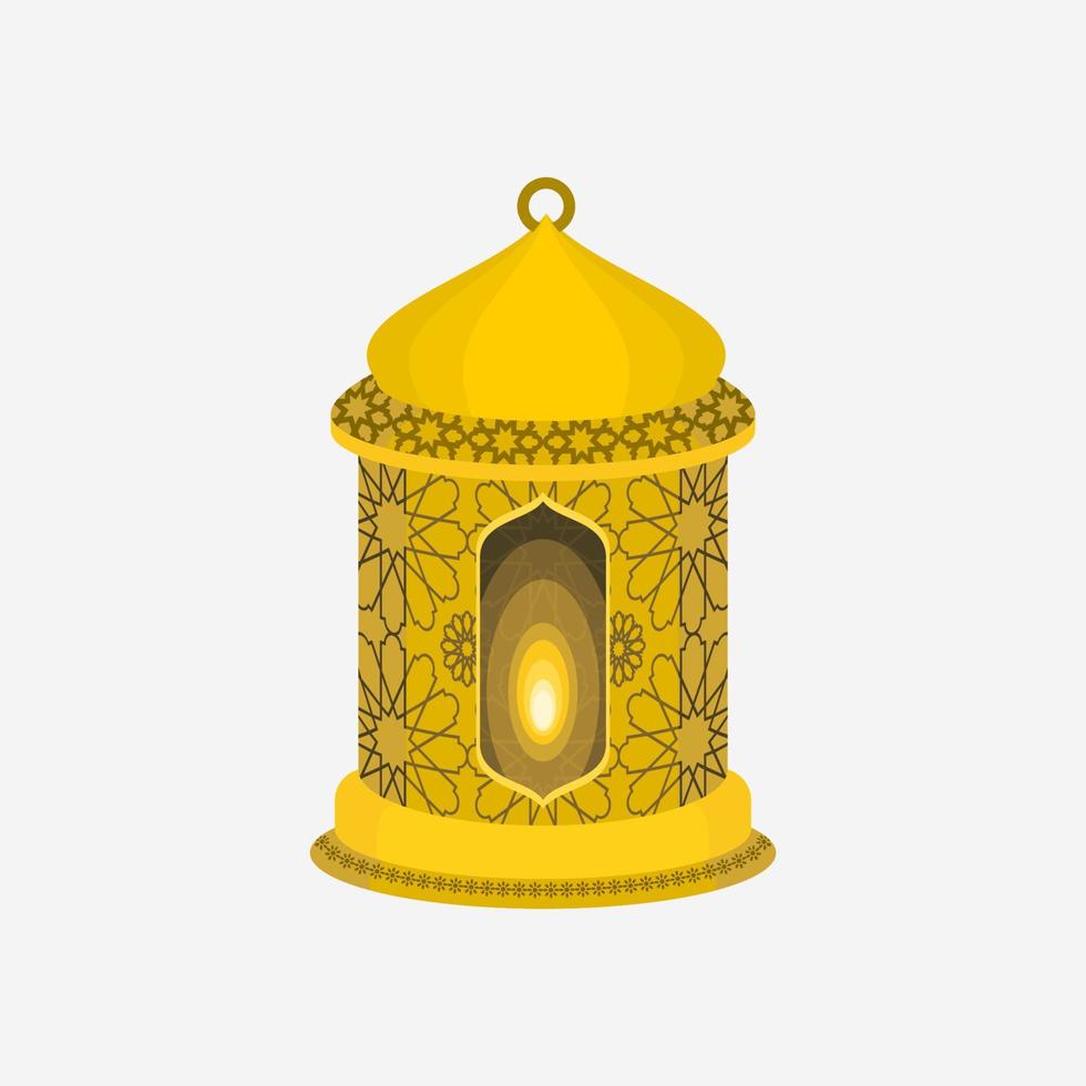 Ilustración de vector de linterna árabe de pie aislado editable con patrón arabesco para elementos de arte de propósitos temáticos islámicos ocasionales como ramadán y eid también necesidades de diseño de cultura árabe