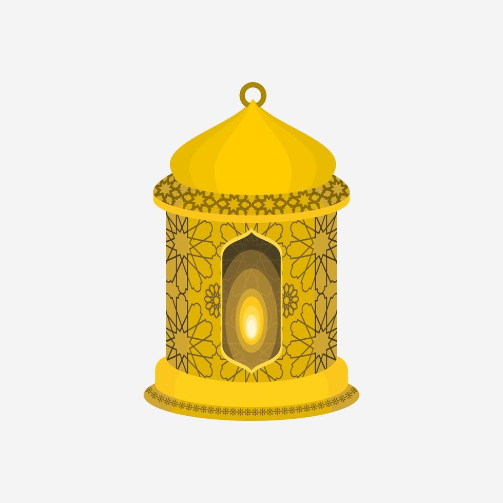 Editable Isolated Standing Arabian Lantern Vector Illustration With Arabesque Pattern for Artwork Element of Islamic Occasional Theme Purposes Such as Ramadan and Eid Also Arab Culture Design Needs