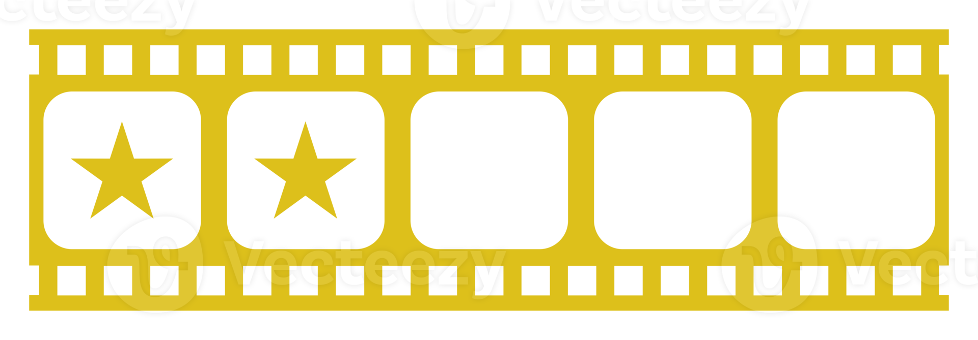 Visual of the Five 5 Star Sign in the Film Stripe Silhouette. Star Rating Icon Symbol for Film or Movie Review, Pictogram, Apps, Website or Graphic Design Element. Rating 2, Star. Format PNG