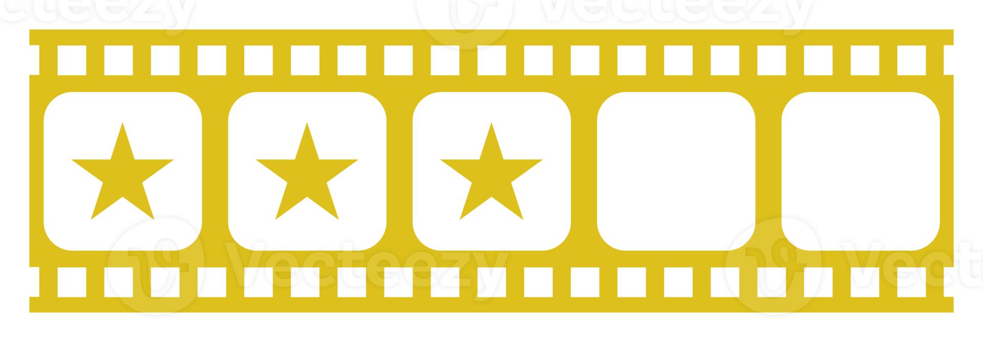 visuell av de fem 5 stjärna tecken i de filma rand silhuett. stjärna betyg ikon symbol för filma eller film recension, piktogram, appar, hemsida eller grafisk design element. betyg 3 stjärna. formatera png