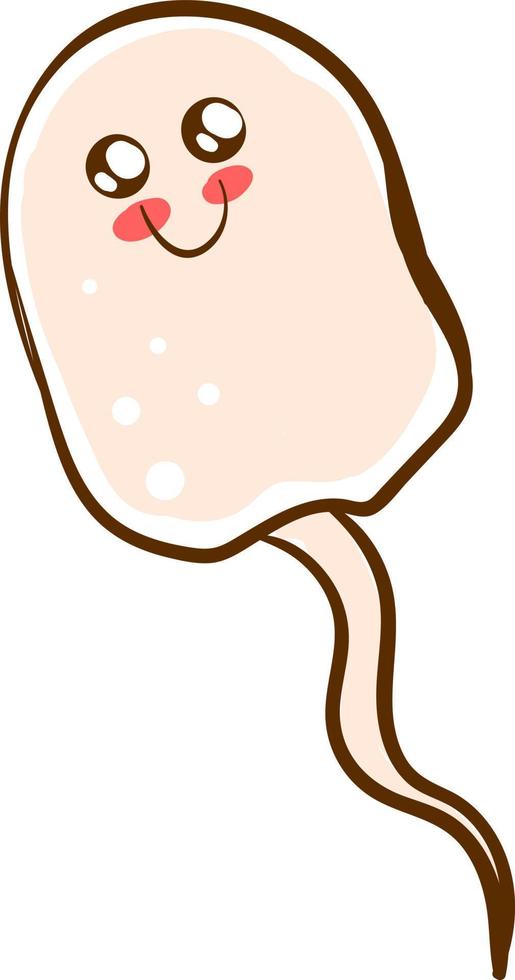 Cute sperm with eyes, illustration, vector on white background.